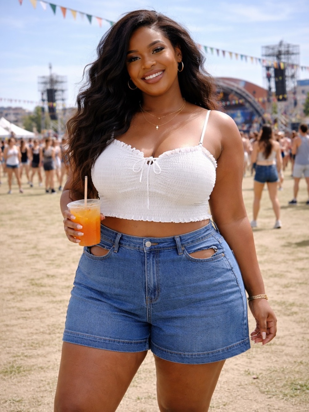 AMARO Blue Denim High Rise Jean Shorts 14